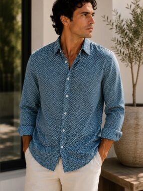 Sz M Robert Graham Classic Fit Blue Button Up Dress Shirt NWOT $498 MSRP